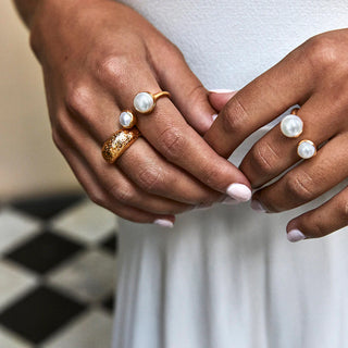 Double Pearl Ring - Gold | Fairley