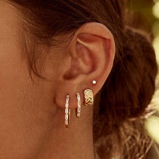 Crystal Baguette Midi Hoops - Gold | Fairley
