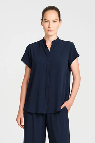 Soft Stand Shirt – Navy | Mela Purdie