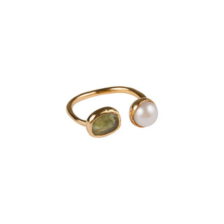 Fairley Pearl & Green Sapphire Ring