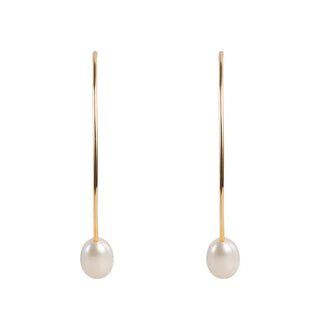 Fairley Pearl Curve Earring Gold