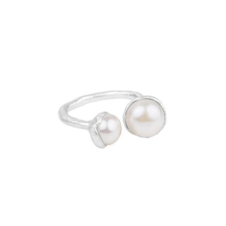 Double Pearl Ring - Silver | Fairley