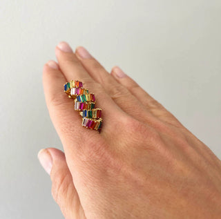 Rainbow Baguette Cluster Huggies | Fairley