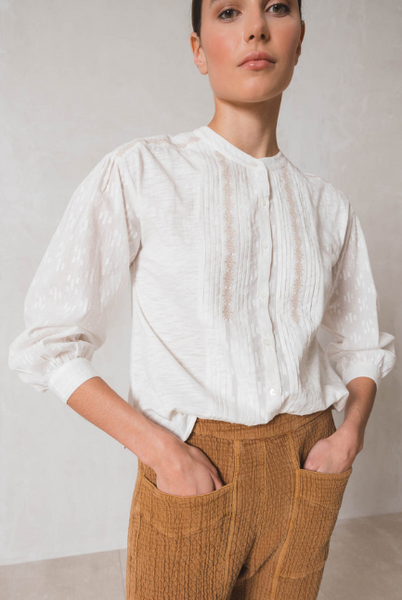 Indi & Cold | Combined Cotton Shirt | Cream
