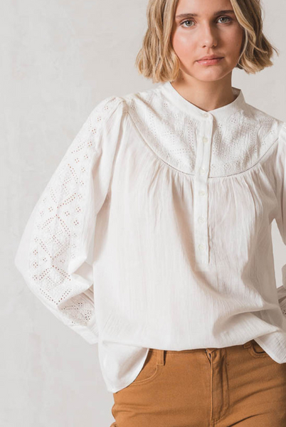 Indi & Cold | Embroidered Cotton Shirt | Cream