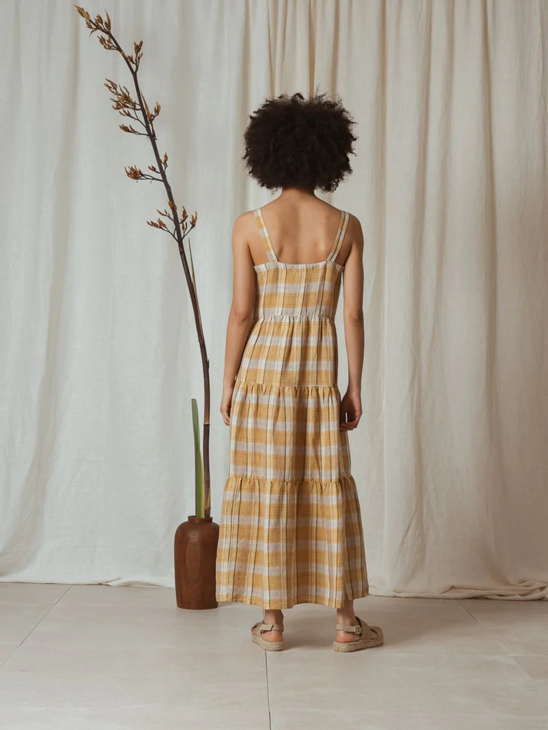 Indi & Cold | Rustic Long Dress | Apricot Check