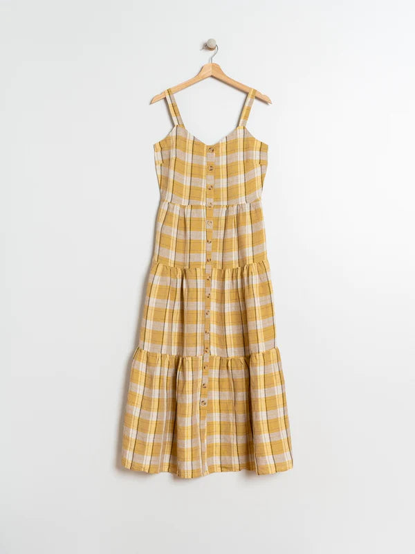 Indi & Cold | Rustic Long Dress | Apricot Check