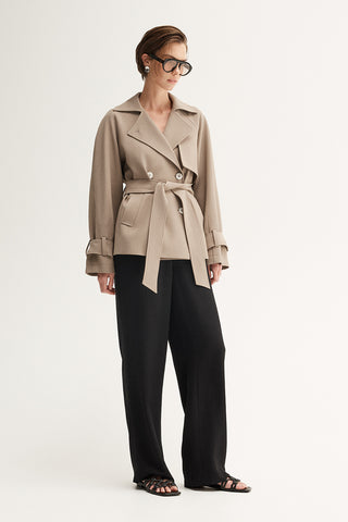 Selena Cropped Trench Coat - Taupe | Elka Collective