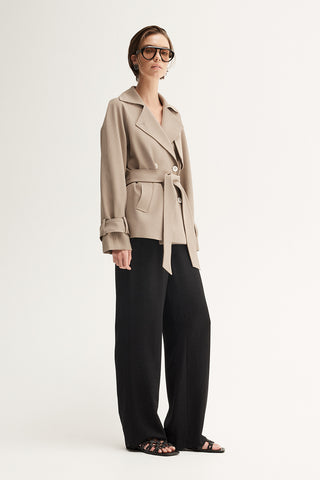 Selena Cropped Trench Coat - Taupe | Elka Collective