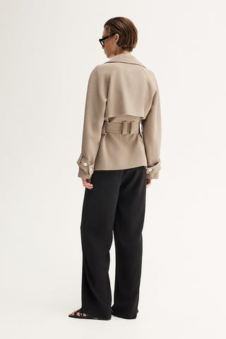 Selena Cropped Trench Coat - Taupe | Elka Collective
