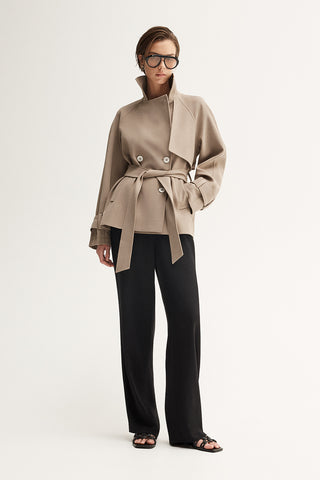 Selena Cropped Trench Coat - Taupe | Elka Collective