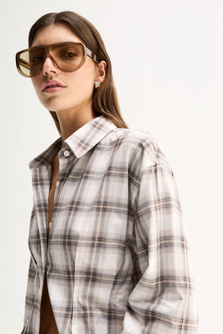 Heather Shirt - White Check | Elka Collective