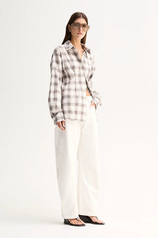 Heather Shirt - White Check | Elka Collective
