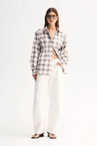 Heather Shirt - White Check | Elka Collective