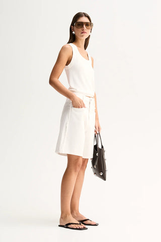 Perkins Denim Short - Ivory | Elka Collective