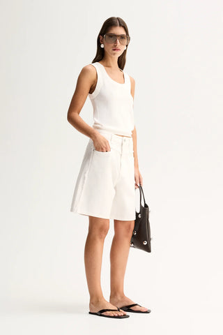 Perkins Denim Short - Ivory | Elka Collective