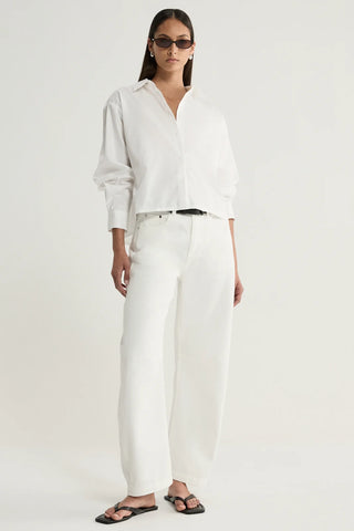 Arlo Crop Shirt - White | Elka Collective