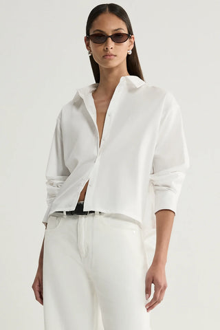 Arlo Crop Shirt - White | Elka Collective
