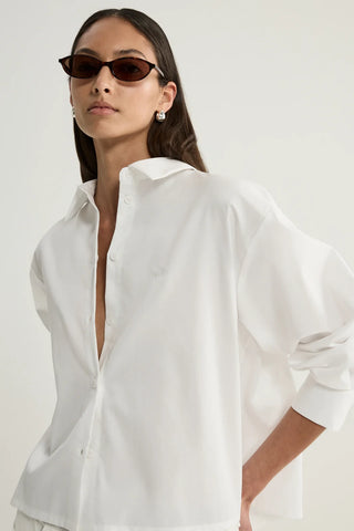 Arlo Crop Shirt - White | Elka Collective