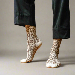 Glitter Lurex Socks – Leopard Beige | KLUE
