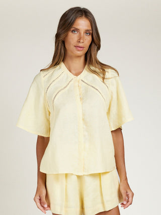 Lace Trim Top - Lemon | State of Embrace