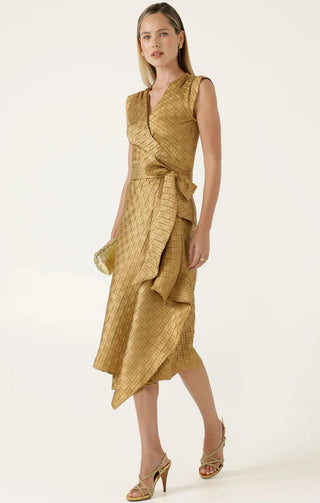 Crown Wrap Dress - Gold | Sacha Drake
