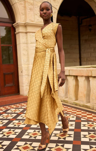 Crown Wrap Dress - Gold | Sacha Drake