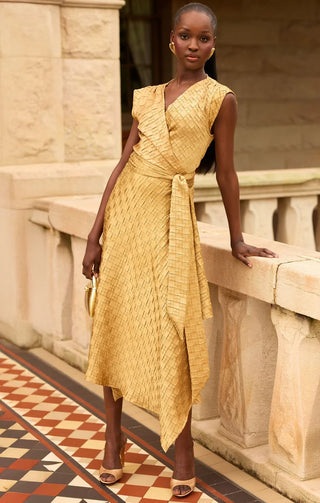 Crown Wrap Dress - Gold | Sacha Drake