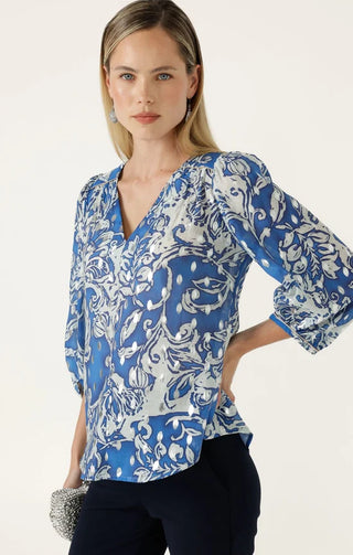 Dolce Vita Blouse - Blue White Silver | Sacha Drake