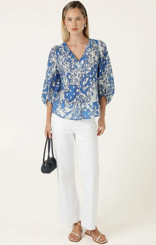 Dolce Vita Blouse - Blue White Silver | Sacha Drake