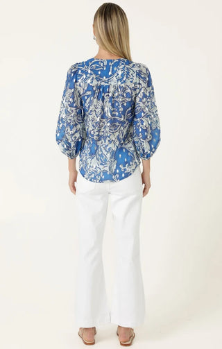 Dolce Vita Blouse - Blue White Silver | Sacha Drake