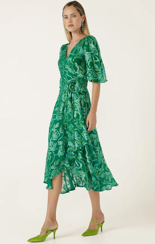 Garden Maze Wrap Dress - Green Aqua Floral | Sacha Drake
