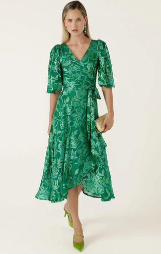 Garden Maze Wrap Dress - Green Aqua Floral | Sacha Drake