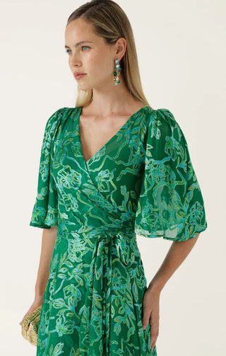 Garden Maze Wrap Dress - Green Aqua Floral | Sacha Drake