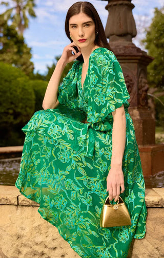 Garden Maze Wrap Dress - Green Aqua Floral | Sacha Drake