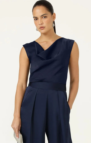 Luxe Cowl Bias Top - Navy | Sacha Drake