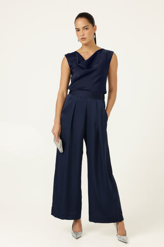 Luxe Cowl Bias Top - Navy | Sacha Drake