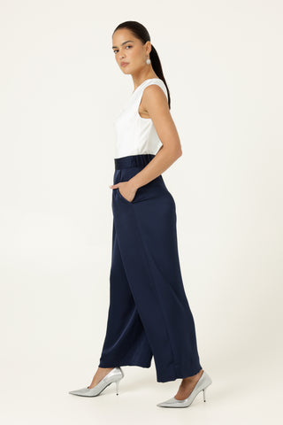 Luxe Pleated Trouser - Navy | Sacha Drake