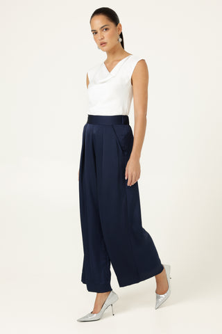 Luxe Pleated Trouser - Navy | Sacha Drake