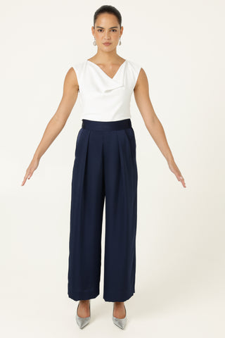 Luxe Pleated Trouser - Navy | Sacha Drake