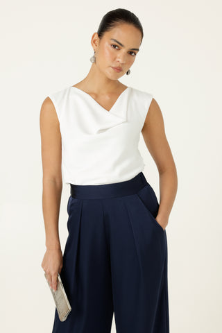 Luxe Pleated Trouser - Navy | Sacha Drake