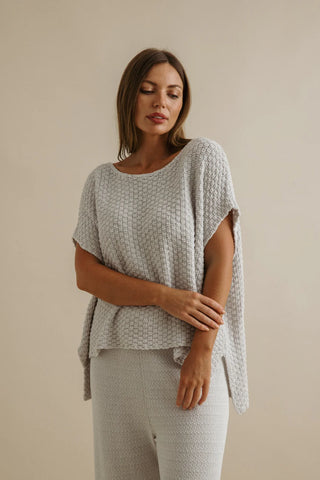 Talamaya Ladder Short Sleeve Pullover - Silver Haze