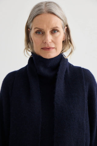 Alpaca Sweater with Tie - Midnight | Laing