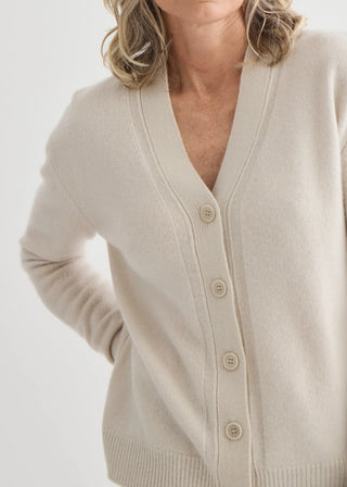 Cashmere V-Neck Cardigan - Oyster | Laing