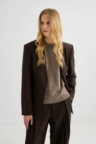 Collarless Blazer - Truffle | Laing