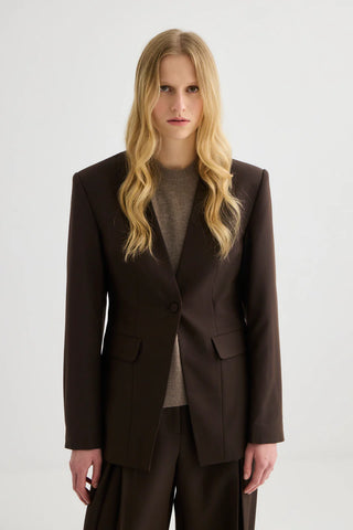 Collarless Blazer - Truffle | Laing