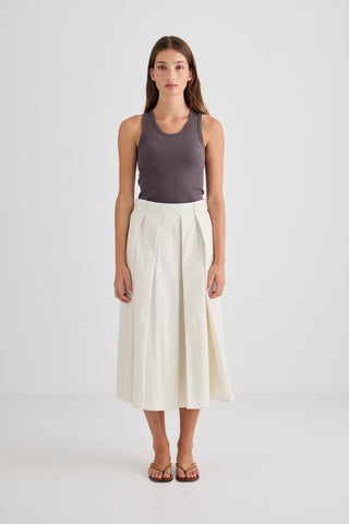 Ellis Pleated Skirt – Cream | Laing