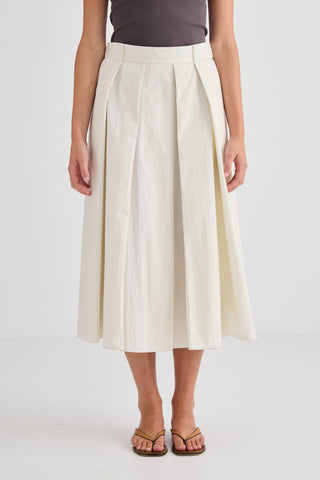 Ellis Pleated Skirt – Cream | Laing