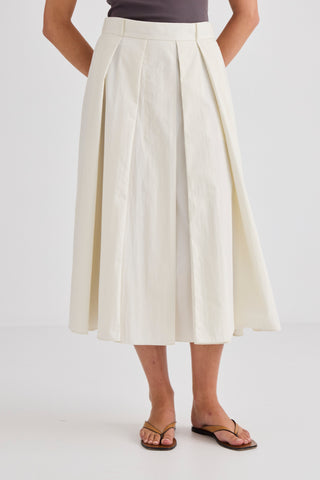 Ellis Pleated Skirt – Cream | Laing