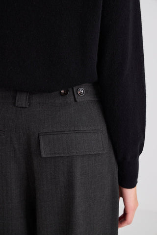 Wide Leg Pleat Front Trouser - Graphite | Laing